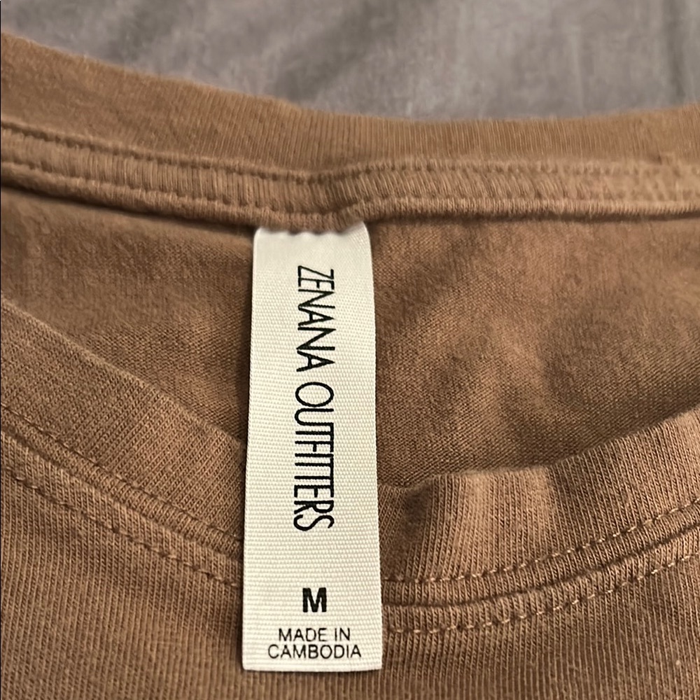 Zenana Outfitters Brown/Tan Long Sleeve Shirt - Picture 2 of 6